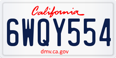 CA license plate 6WQY554