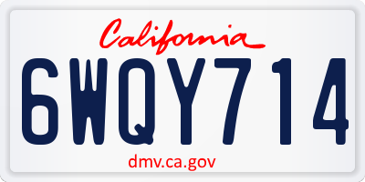 CA license plate 6WQY714