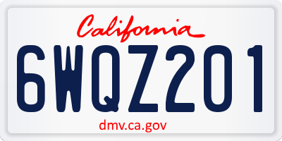 CA license plate 6WQZ201