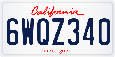 CA license plate 6WQZ340