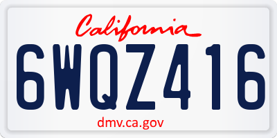 CA license plate 6WQZ416