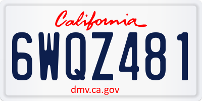 CA license plate 6WQZ481