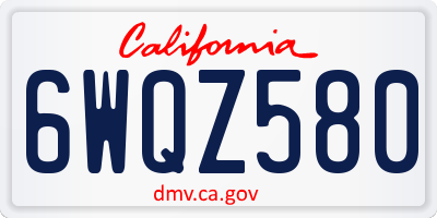 CA license plate 6WQZ580