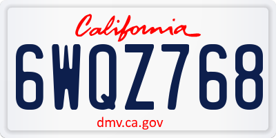 CA license plate 6WQZ768