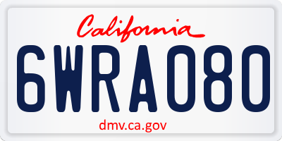 CA license plate 6WRA080