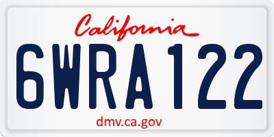 CA license plate 6WRA122