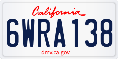 CA license plate 6WRA138