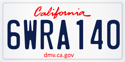 CA license plate 6WRA140