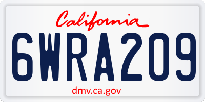 CA license plate 6WRA209