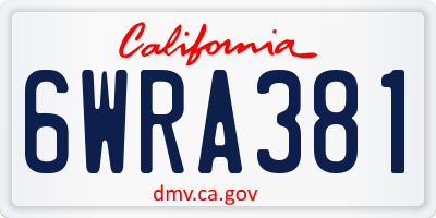 CA license plate 6WRA381