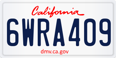 CA license plate 6WRA409