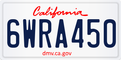 CA license plate 6WRA450