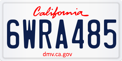 CA license plate 6WRA485