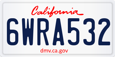 CA license plate 6WRA532