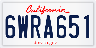 CA license plate 6WRA651