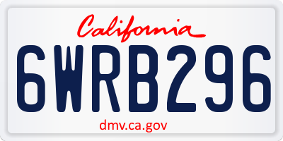 CA license plate 6WRB296