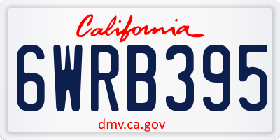 CA license plate 6WRB395