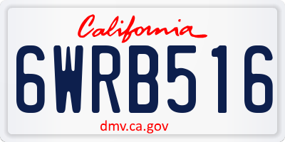 CA license plate 6WRB516