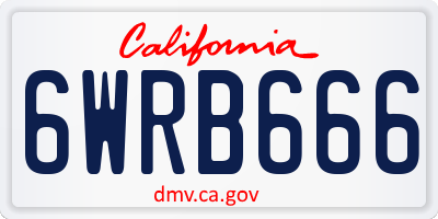 CA license plate 6WRB666