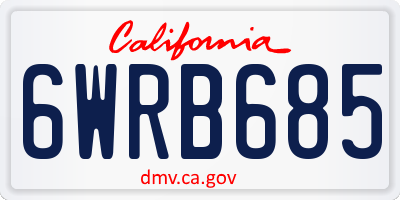 CA license plate 6WRB685