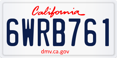 CA license plate 6WRB761