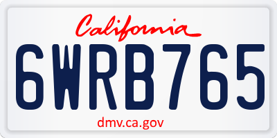 CA license plate 6WRB765