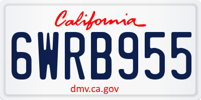 CA license plate 6WRB955