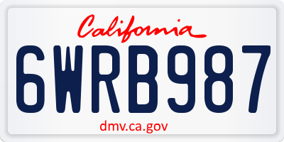 CA license plate 6WRB987