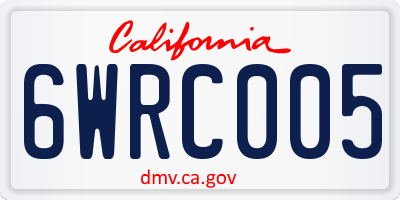 CA license plate 6WRC005
