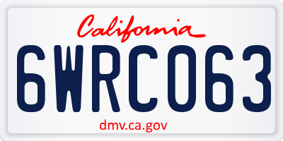 CA license plate 6WRC063