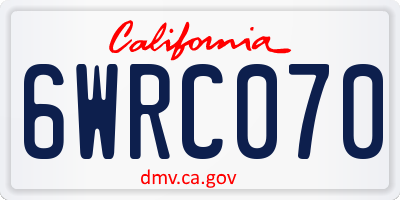 CA license plate 6WRC070