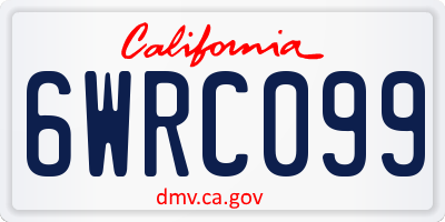 CA license plate 6WRC099