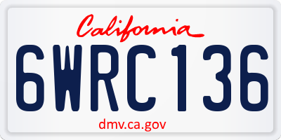 CA license plate 6WRC136