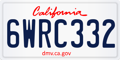 CA license plate 6WRC332