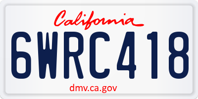 CA license plate 6WRC418