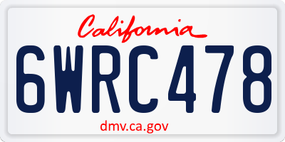 CA license plate 6WRC478