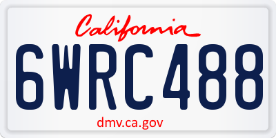 CA license plate 6WRC488