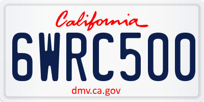 CA license plate 6WRC500