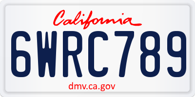 CA license plate 6WRC789