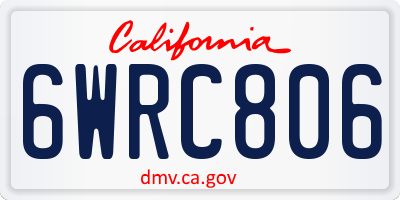 CA license plate 6WRC806