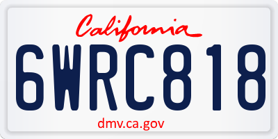 CA license plate 6WRC818