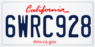 CA license plate 6WRC928