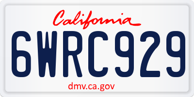 CA license plate 6WRC929