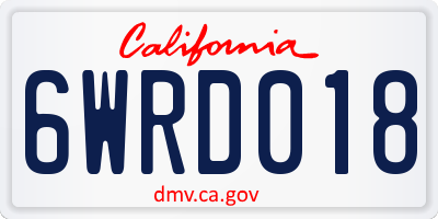 CA license plate 6WRD018