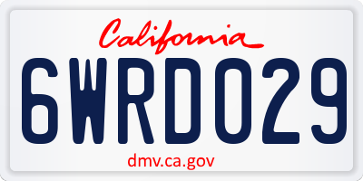 CA license plate 6WRD029