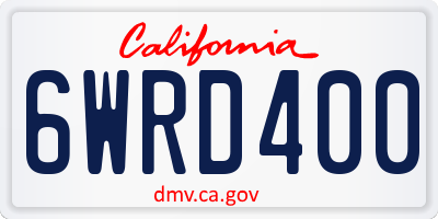 CA license plate 6WRD400