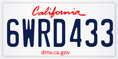 CA license plate 6WRD433