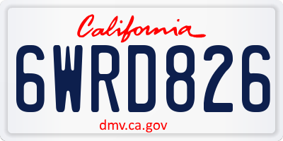 CA license plate 6WRD826