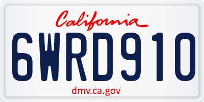 CA license plate 6WRD910