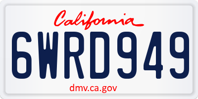 CA license plate 6WRD949
